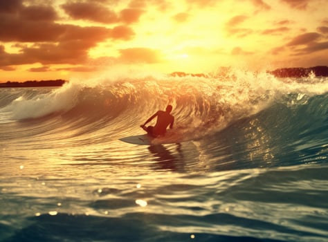 Surfer in ocean. Illustration photo