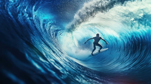 Surfer in ocean. Illustration photo