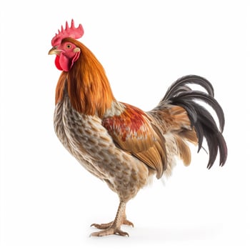 portrait a rooster isolated on white ai generate photo