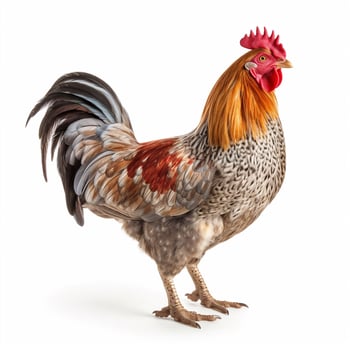 portrait a rooster isolated on white ai generate photo