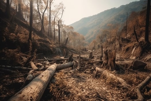 Portrait dryness damaged forest ai generate photo