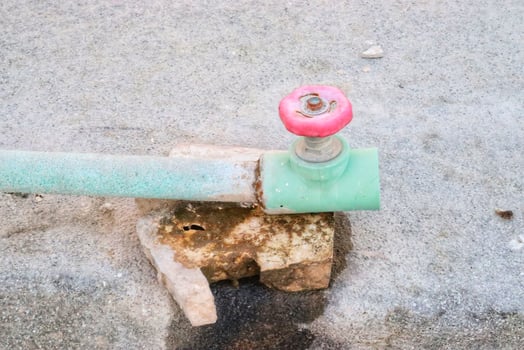 Sanitary fitting valva in the garden photo