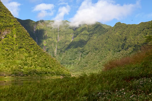Grand Etang and the Bras d'Annette waterfalls in Reunion Island photo
