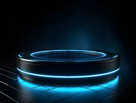 podium 3d with neon effect,stand product 3d , photo