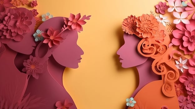 Paper craftsmanship , Cheerful women's day 8 walk with ladies of keeping chart of make , women's day specials offer deal wording depended. photo