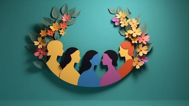 Paper craftsmanship , Cheerful women's day 8 walk with women of restricting chart of make , women's day specials offer bargain wording depended. photo
