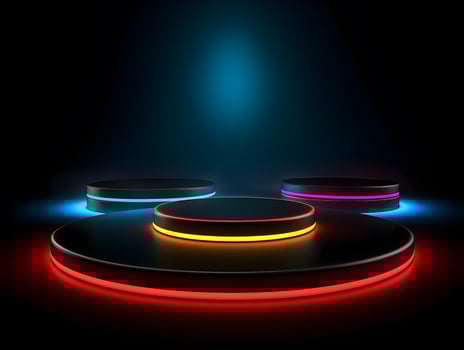 display product futuristic with neon effect , photo