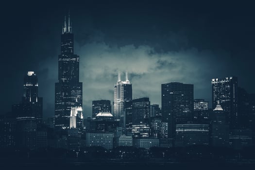 Chicago City Skyline Dark Blue photo