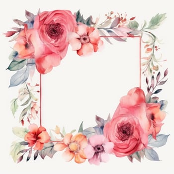 Watercolor floral frame. Illustration photo