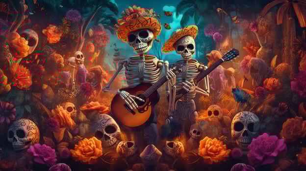 Day of the dead, Dia de los muertos. Illustration photo