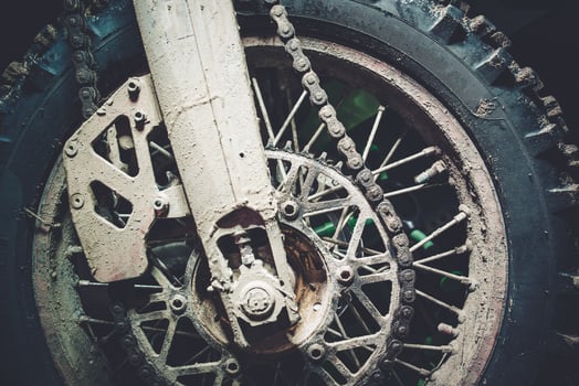 Dirty Motocross Bike Wheel photo
