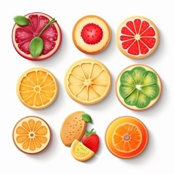 Fruit cookies shape snack. . photo