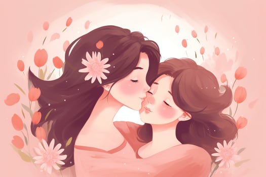 Mother Kiss Her Daughter Love Background photo