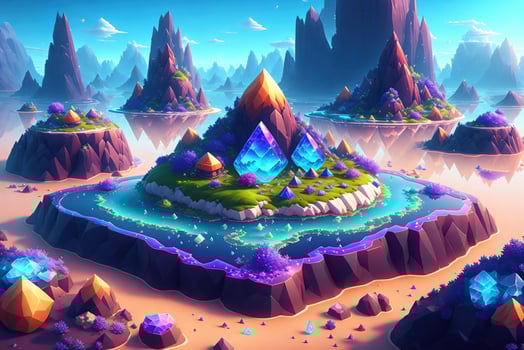 harvesting mana crystals on a floating island by photo