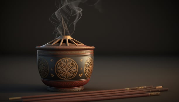 Fragrant Chinese Incense Sticks on Dark Background photo