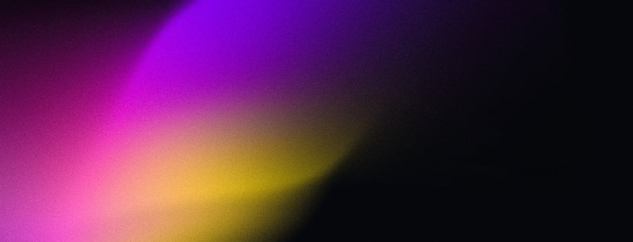 Vibrant background glowing purple gradient magenta yellow lights on black grainy texture web banner poster cover design photo