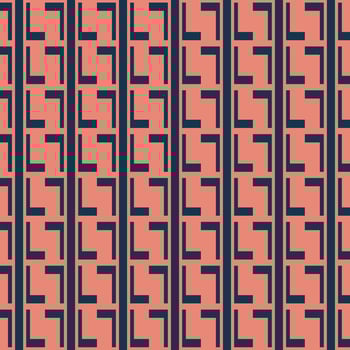 Picture the pattern of the letter L motif arranged in orange and navy blue. photo