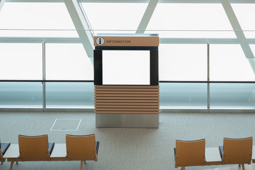Blank billboard in airport, public transportation concept, blank billboard photo