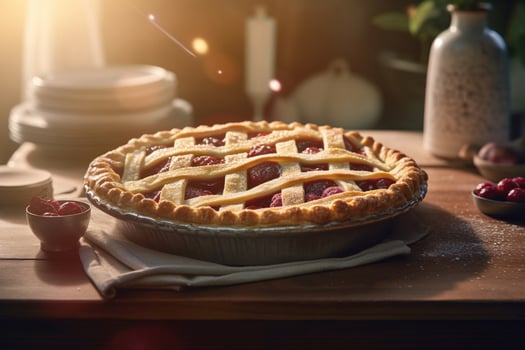 Delicious berry pie on the table ai generate photo