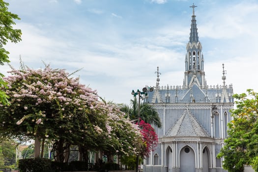 The famous gothic church of La Ermita built on 1602 in the city of Cali in Colombia photo