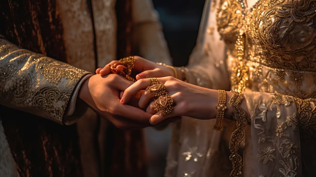 Bride and groom's hands Illustration photo