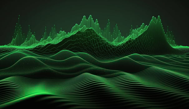 Green Frequency Waves on Dark Background, Abstract Artwork photo