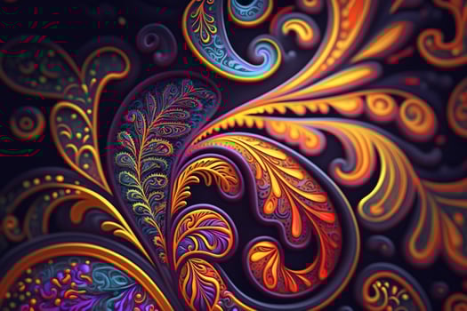 Hippie Paisley Pattern in Rainbow Colors photo