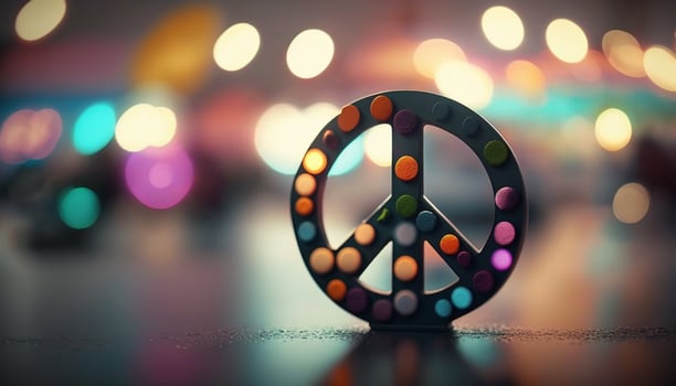Groovy Hippie Artwork Featuring a Vibrant Peace Sign photo