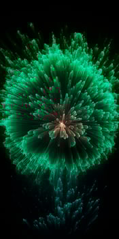 Vivid Green Fireworks Bursting in Exquisite Detail Against the Night Sky photo