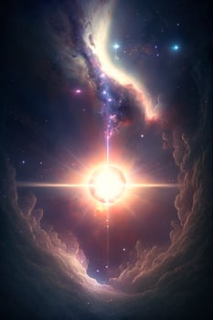 Imaginative illustration of a distant galaxy - stars in the sky content photo