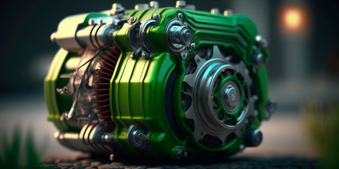 Green Energy Motor Powered by Renewable Sources, Eco-Friendly Illustration photo