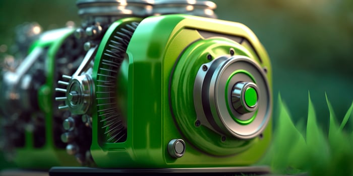 Green Energy Motor Powered by Renewable Sources, Eco-Friendly Illustration photo