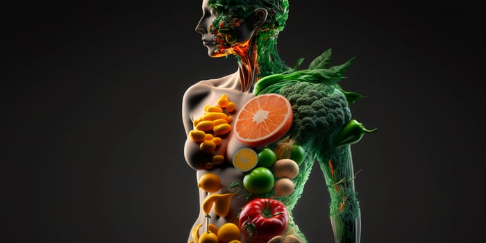 Body healthy diet detox fruit vegetable alkaline diet illustration photo