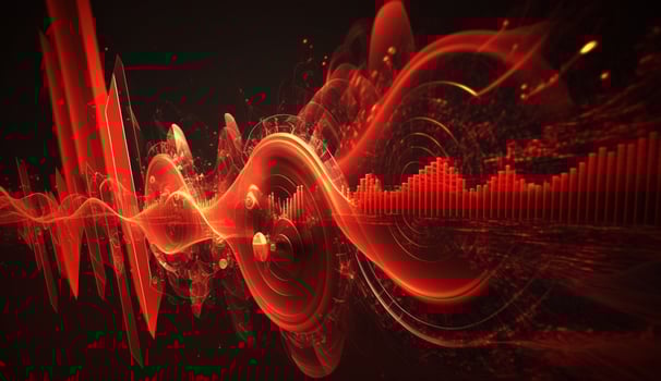 Ruby Radiance Abstract Red Frequencies on Dark Background photo