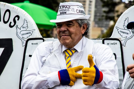 Bogota, Colombia, 2022. Peaceful protest marches in Bogota Colombia against the government of Gustavo Petro. photo