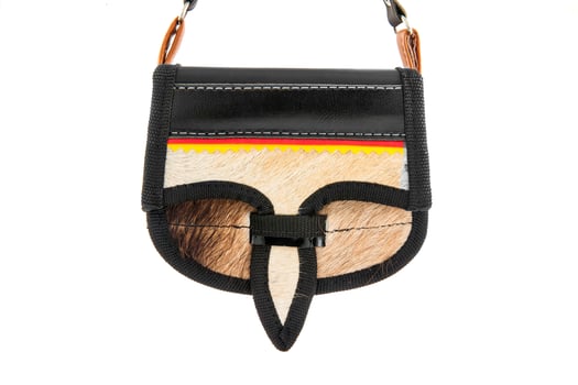 Colombian traditional leather satchel from the Antioquia Region called Carriel isolated on white background photo