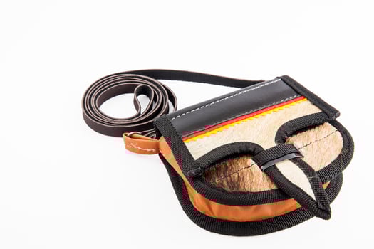 Colombian traditional leather satchel from the Antioquia Region called Carriel isolated on white background photo