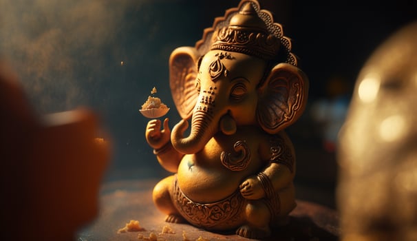 Glorious Elephant Sculpture Commemorating Ganesh Chaturthi Festival photo