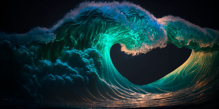Colorful waves in the ocean in Japanese photorealistic style illustration photo