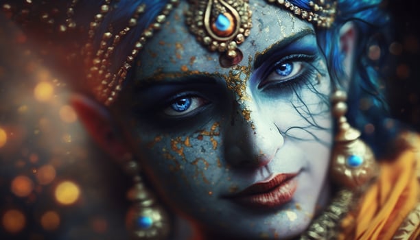 Serene Portrait of Lord Krishna, the God of Love and Compassion photo