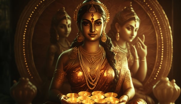 Lakshmi The Radiant Indian Goddess of Wealth and Fortune in Artistic Glory photo