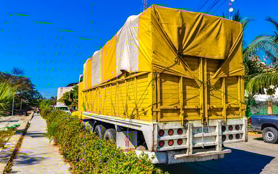Puerto Escondido Oaxaca Mexico 2023 Mexican truck trucks cargo transporter delivery cars Puerto Escondido Mexico. photo