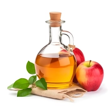 Bottle apple cider vinegar and fresh apples. photo