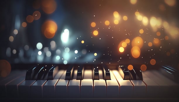 Bokeh Lights and Blurry Colors on Close-up Piano Keys photo