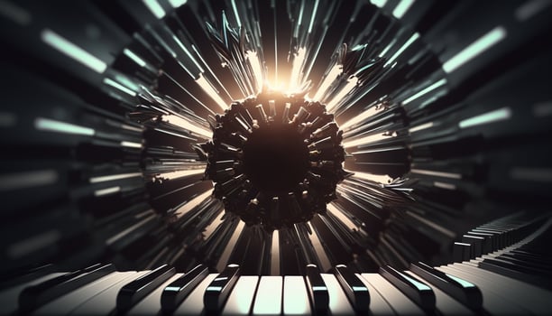 Musical Vortex An Abstract Composition of Piano Keys Representing Sound Waves photo