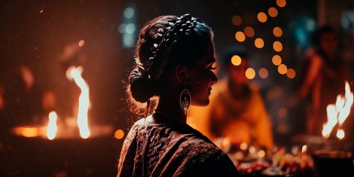 Festive Evening Scenes with Fire and Dance for Mexican Dia de San Juan Holiday photo