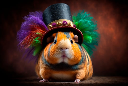 Funny guinea pig celebrates carnival in costume photo
