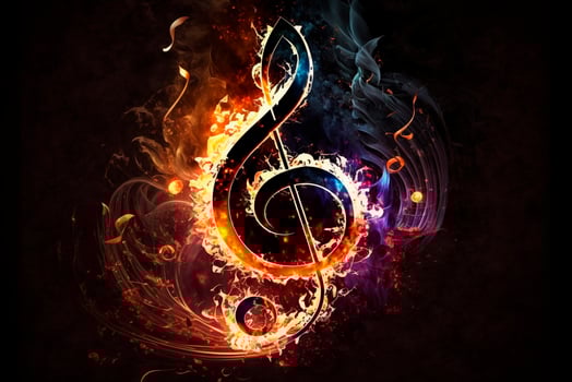 Abstraction of fire violin key photo