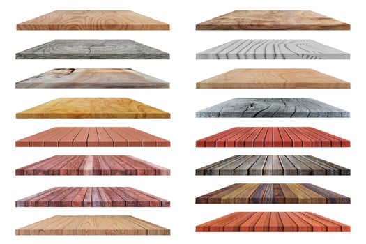 Collection of wooden floor isolated on white background. with clipping path photo