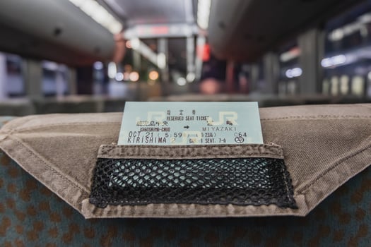 Miyazaki,Kyushu,Japan - October 21, 2018 Ticket of JR Kyushu Limited Express train 787 Kirishima photo
